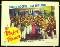 9b461 MAJOR & THE MINOR LC '42 pretty Ginger Rogers surrounded by cadets in dress uniforms!