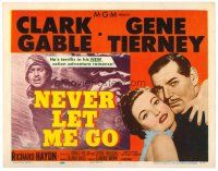 9b074 NEVER LET ME GO TC '53 romantic close up of Clark Gable & sexy Gene Tierney!
