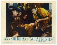 9b539 NORA PRENTISS LC #5 '47 men gathered around sexy unconscious Ann Sheridan on floor!