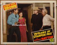 9b558 OUTLAWS OF STAMPEDE PASS LC '43 Johnny Mack Brown rescues pretty Ellen Hall!