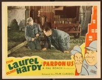 9b568 PARDON US LC R44 convicts Stan Laurel & Oliver Hardy with fire hose by truck!