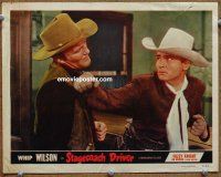 9b670 STAGECOACH DRIVER LC '51 close up of Whip Wilson punching bad guy Lane Bradford at the bar!