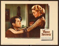 9b717 THREE SECRETS LC #5 '50 close up of Patricia Neal with hands on Frank Lovejoy's shoulders!