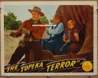 9b726 TOPEKA TERROR LC '45 Allan Rocky Lane rides stagecoach holding Twinkle Watts & Tom London!