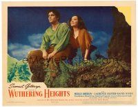 9b016 WUTHERING HEIGHTS LC '39 classic image of Laurence Olivier & Merle Oberon in the heather!