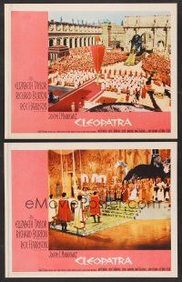 9c760 CLEOPATRA 2 LCs '64 Joseph Mankiewicz directed, sexy Elizabeth Taylor on throne!