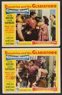 9c763 DEMETRIUS & THE GLADIATORS 2 LCs '54 Biblical Victor Mature & Susan Hayward!