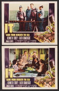 9c788 IT CAME FROM BENEATH THE SEA 2 LCs '55 Ray Harryhausen, Kenneth Tobey, Donald Curtis!