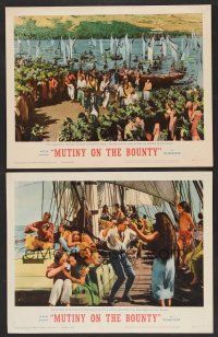 9c806 MUTINY ON THE BOUNTY 2 LCs '62 Marlon Brando, mutineers celebrating on deck of ship!