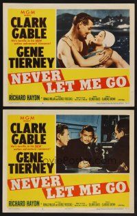 9c808 NEVER LET ME GO 2 LCs '53 romantic close up of Clark Gable & sexy Gene Tierney!