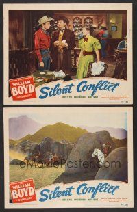 9c831 SILENT CONFLICT 2 LCs '48 William Boyd as Hopalong Cassidy, Mary Ware!