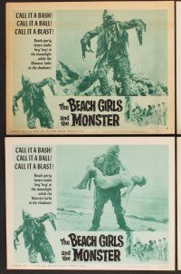 9c080 BEACH GIRLS & THE MONSTER 8 LCs '65 classic schlocky grade-Z movie, music by Frank Sinatra Jr