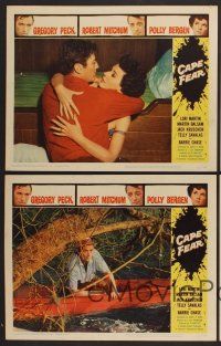 9c571 CAPE FEAR 4 LCs '62 Gregory Peck, Robert Mitchum, Polly Bergen, classic film noir!