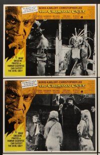 9c108 CRIMSON CULT 8 LCs '70 Boris Karloff, Christopher Lee, what can satisfy the devil-god?
