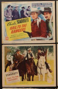 9c169 HAIL TO THE RANGERS 8 LCs '43 singing cowboy Charles Starrett, Leota Atcher on horseback!
