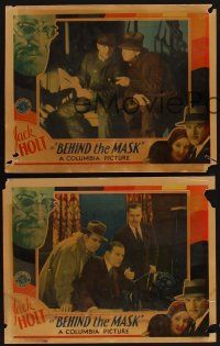9c004 LOT OF 5 'FOUND IN A BARN' BEHIND THE MASK LOBBY CARDS 5 LCs '32 Jack Holt, Boris Karloff!