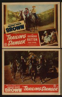 9c462 TRAILING DANGER 7 LCs '47 cowboys Johnny Mack Brown & Raymond Hatton on horseback!