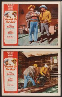 9c641 TROUBLE ON THE TRAIL 4 LCs '54 Guy Madison & Andy Devine in western action!