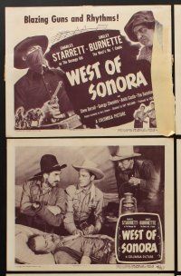 9c407 WEST OF SONORA 8 LCs '48 Charles Starrett as The Durango Kid w/wacky Smiley Burnette!