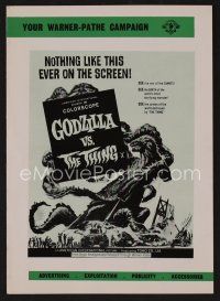 9d342 GODZILLA VS. THE THING English pressbook '64 best monster art, how much terror can you stand!