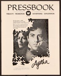 9d290 AGATHA pressbook '79 cool puzzle art of Dustin Hoffman & Vanessa Redgrave as Christie!