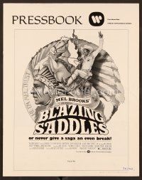 9d303 BLAZING SADDLES pressbook '74 classic Mel Brooks western, art of Cleavon Little!