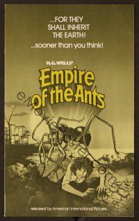 9d338 EMPIRE OF THE ANTS pressbook '77 H.G. Wells, great Drew Struzan art of monster attacking!