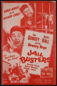 9d347 JAIL BUSTERS pressbook '55 Bowery Boys, wacky image of Leo Gorcey & Huntz Hall bustin' out!