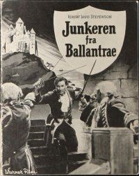 9d203 MASTER OF BALLANTRAE Danish program '53 Errol Flynn, Robert Louis Stevenson, different!