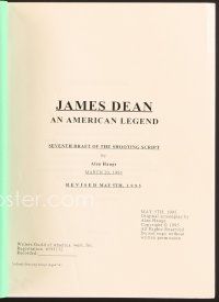 9d253 JAMES DEAN: AN AMERICAN LEGEND 7th draft shooting TV script May 1995, screenplay by Alan Hauge