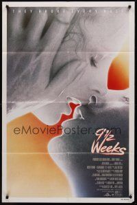 9e027 9 1/2 WEEKS 1sh '86 Mickey Rourke, Kim Basinger, sexiest close up kissing image!