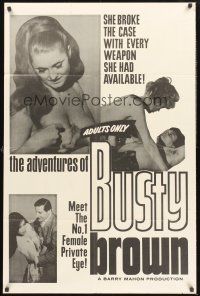 9e039 ADVENTURES OF BUSTY BROWN 1sh '64 Barry Mahon sexploitation, sexy Laurie Dane in title role!
