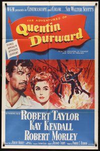 9e043 ADVENTURES OF QUENTIN DURWARD 1sh '55 English hero Robert Taylor romances pretty Kay Kendall!