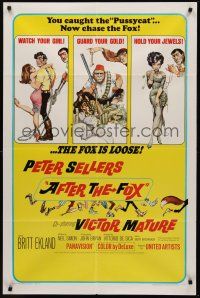 9e045 AFTER THE FOX 1sh '66 De Sica's Caccia alla Volpe, Peter Sellers, Frank Frazetta art!