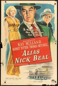 9e049 ALIAS NICK BEAL 1sh '49 Ray Milland must murder Thomas Mitchell for Audrey Totter's love!