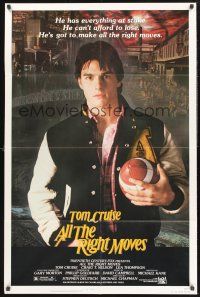 9e057 ALL THE RIGHT MOVES 1sh '83 close up of high school football player Tom Cruise!