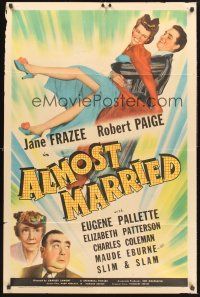 9e061 ALMOST MARRIED 1sh '42 romantic art of Jane Frazee & Robert Paige, Eugene Pallette!