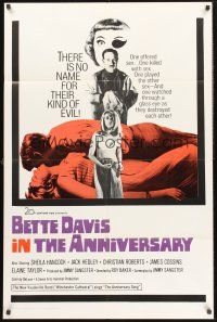 9e075 ANNIVERSARY int'l 1sh '67 Bette Davis with funky eyepatch in English horror!