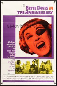 9e074 ANNIVERSARY 1sh '67 Bette Davis with funky eyepatch in another portrait in evil!