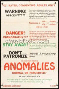 9e076 ANOMALIES 1sh '70s sex, Menage a trois, normal or perverted, for consenting adults only!