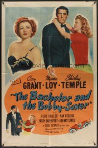 9e099 BACHELOR & THE BOBBY-SOXER style A 1sh '47 Cary Grant dates Shirley Temple & sexy Myrna Loy!