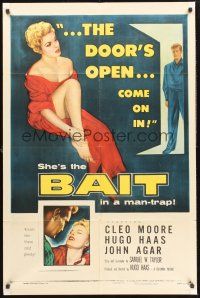 9e111 BAIT 1sh '54 the door's always open to sexy bad girl Cleo Moore's room, come on in!