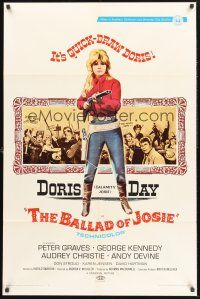 9e112 BALLAD OF JOSIE 1sh '68 great full-length image of quick-draw Doris Day pointing shotgun!