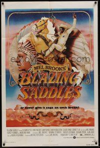 9e174 BLAZING SADDLES 1sh '74 classic Mel Brooks western, art of Cleavon Little by John Alvin!
