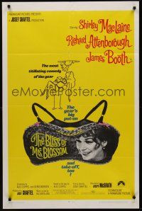 9e175 BLISS OF MRS. BLOSSOM 1sh '68 Shirley MacLaine, Richard Attenborough, wacky bra design!