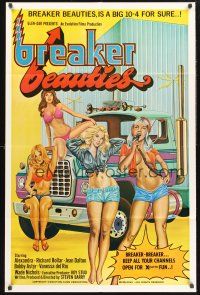 9e206 BREAKER BEAUTIES 1sh '77 sexy trucker girls in bikinis with CB radios, a big 10-4 for sure!