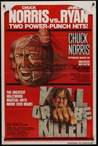 9e207 BREAKER BREAKER/KILL OR BE KILLED 1sh '80 Chuck Norris, James Ryan, cool kung fu art!