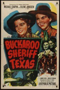 9e221 BUCKAROO SHERIFF OF TEXAS 1sh '51 Michael Chapin & Eilene Janssen, the Rough-Ridin Kids!