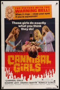 9e235 CANNIBAL GIRLS 1sh '73 Ivan Reitman, Eugene Levy, Andrea Martin, wild horror image!