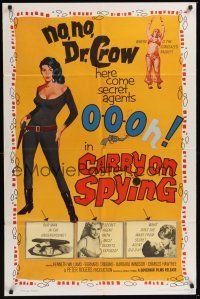 9e239 CARRY ON SPYING 1sh '64 sexy English spy spoof, here come seceret agents 000!